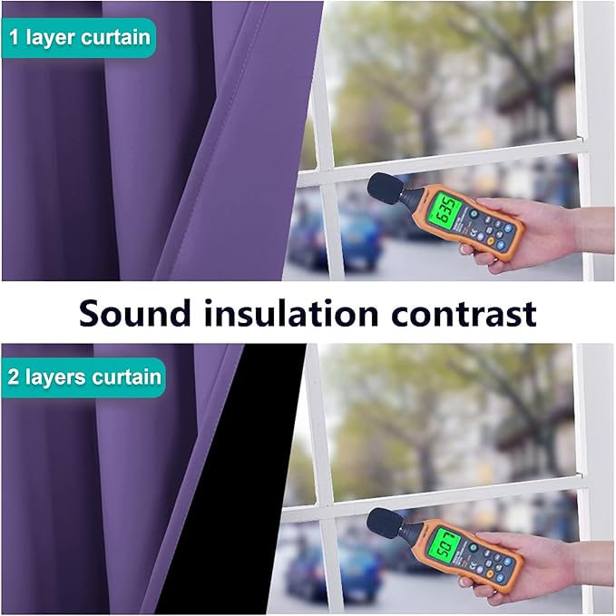 NICETOWN Lilac Purple Full Shade Curtain Panels, Pair of Thermal Insulated & Energy Efficiency Blackout Curtains for Living Room Windows, Lined Silky Performance Window Dressing (46" Wide x 72" Long)