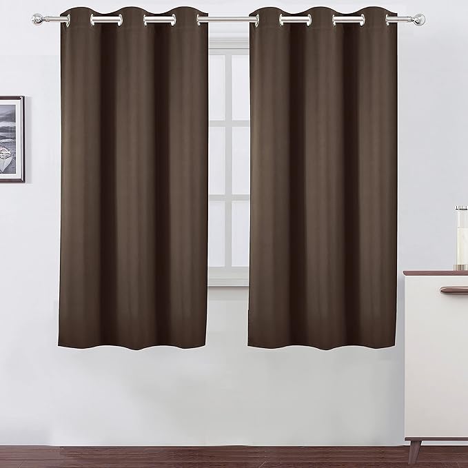 LEMOMO Chocolate Brown Blackout Curtains 40 x 63 Inch Length/Set of 2 Curtain Panels/Thermal Insulated Room Darkening Blackout Curtains for Bedroom