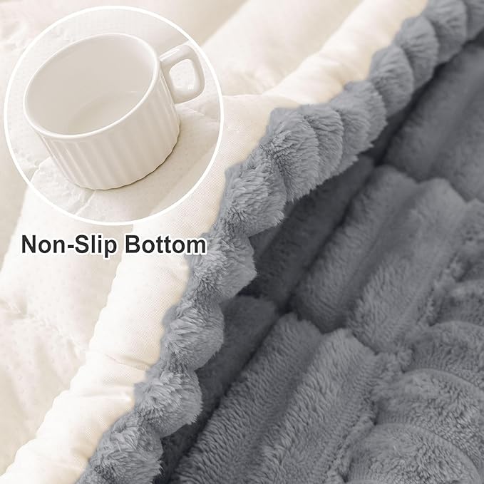hyha Couch Covers for Dogs Washable, Non Slip Plush Dog Sofa Protectors, Fuzzy Pet Couch Covers for 3 Cushion Sofa Pet Friendly (Grey, 27.6" x 70.9")