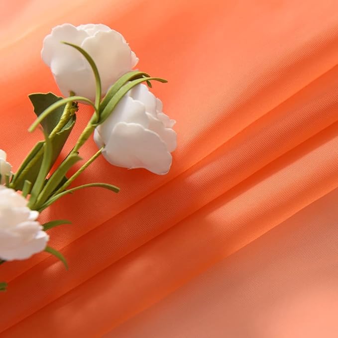 SpaceDresser Basic Rod Pocket Sheer Voile Window Curtain Panels Jaffa Orange 1 Pair 2 Panels 52 Width 84 Inch Long for Kitchen Bedroom Children Living Room Yard(Jaffa Orange,52 W x 84 L)