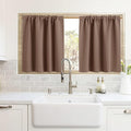 RYB HOME Cafe Blackout Curtains 24 inch Length, RV Curtains for Camper Windows, Mini Short Small Insulating Light UV Heat Blocking Privacy Half Window Tiers, Width 42 by Length 24, Mocha, 2 Panels