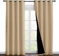 NICETOWN Living Room Completely Shaded Draperies, Privacy Protection & Noise Reducing Ring Top Drapes, Black Lined Insulated Window Treatment Curtain Panels(Biscotti Beige, 2 Pieces, W55 x L86)
