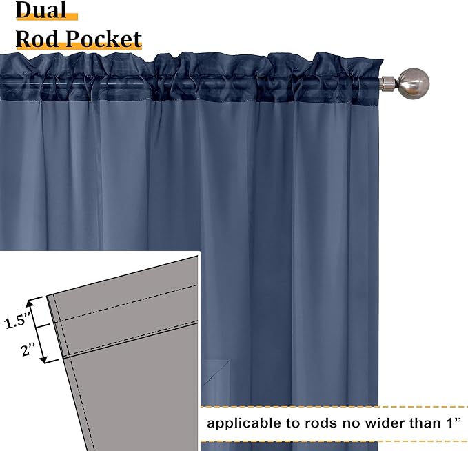 Aiyufeng Long Navy Blue Sheer Curtains 96 inches Long for Living Room, Privacy Sheer Curtains Window Treatment Translucent Sheer Drapes for Farmhouse/Cottage, 40" Wide (2 Panels)