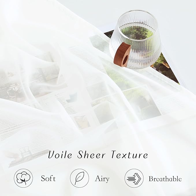 NICETOWN Beige Sheer Long Curtains 102 inches, Grommet Elegant and Airy Window Treatments Translucent Lightweight Drapes for Living Room/Bedroom, 2 Panels, W54 x L102