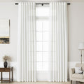 Linen Off White Curtains 132 inch Extra Long for Living Room Back Tab Light Filtering Semi Sheer Drapes Modern Farmhouse Coastal Decor Cotton Textured Curtain for Floor to Ceiling Window 11 FT