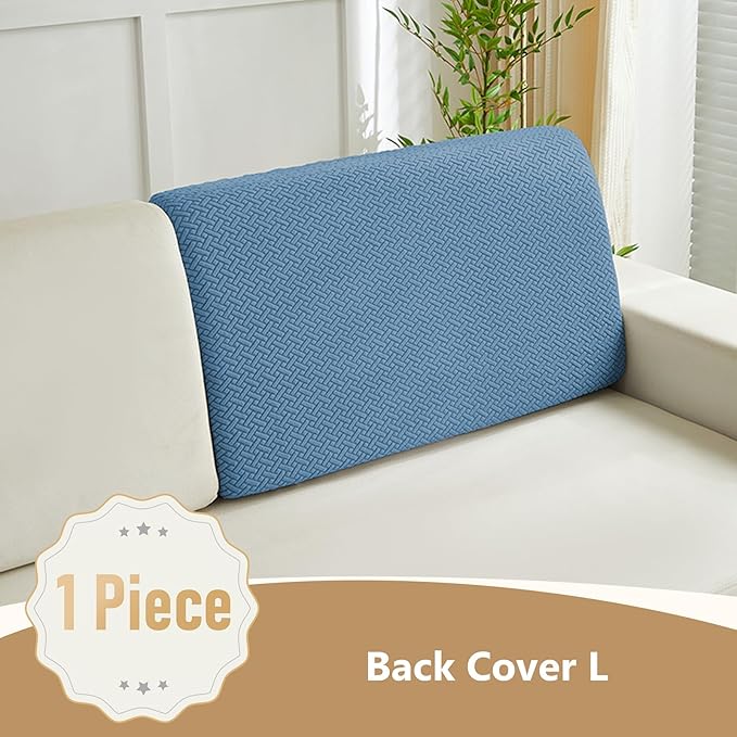 Couch Cushion Covers for Sofa Couch Covers Wear-Resistant Universal Sofa Cover Washable Stretch for Sectional Slipcovers (Texture-Blue,Back Cover L)