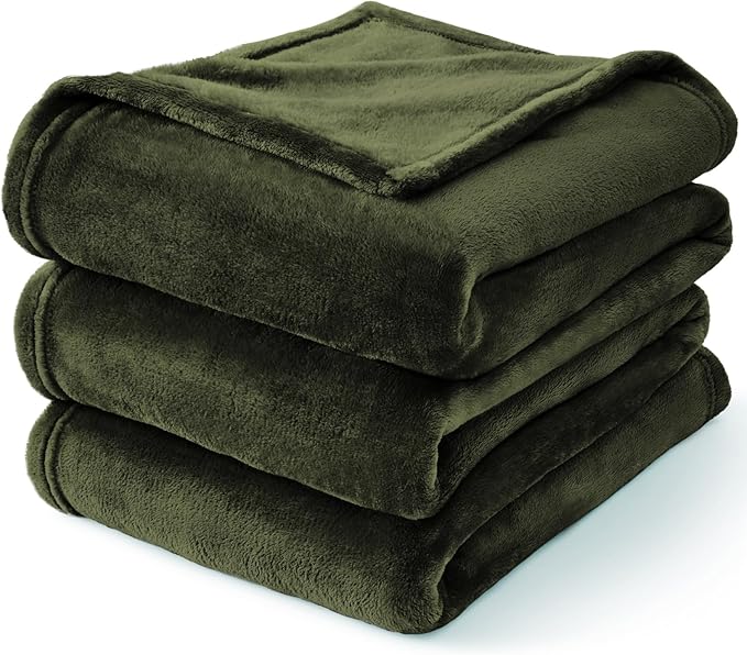 BEDELITE Fleece Blanket Twin Size Olive Green Throw Blankets for Couch & Bed, Luxury Plush Cozy Fuzzy Blanket 60x80 inches, Super Soft Warm Lightweight Throw Blanket for Travel Camping
