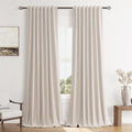 Guken 100% Blackout Curtains 84 Inch Length 2 Panels Set for Living Room Bedroom Back Tab Thermal Insulated Black Out Linen Drapes Room Darkening Window Curtains 84 Inches Long, Sand Beige