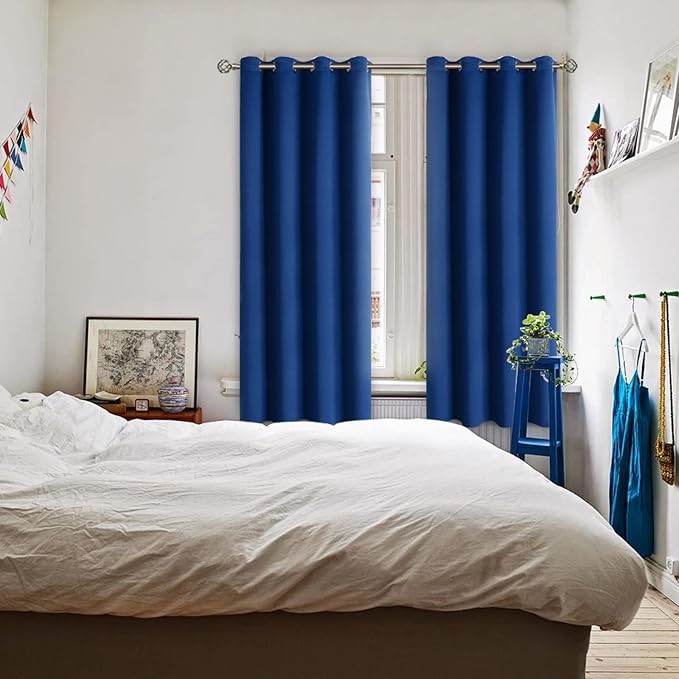 BGment Blackout Curtains for Bedroom - Grommet Thermal Insulated Room Darkening Curtains for Living Room, 52 x 63 Inch, 2 Panels, Royal Blue