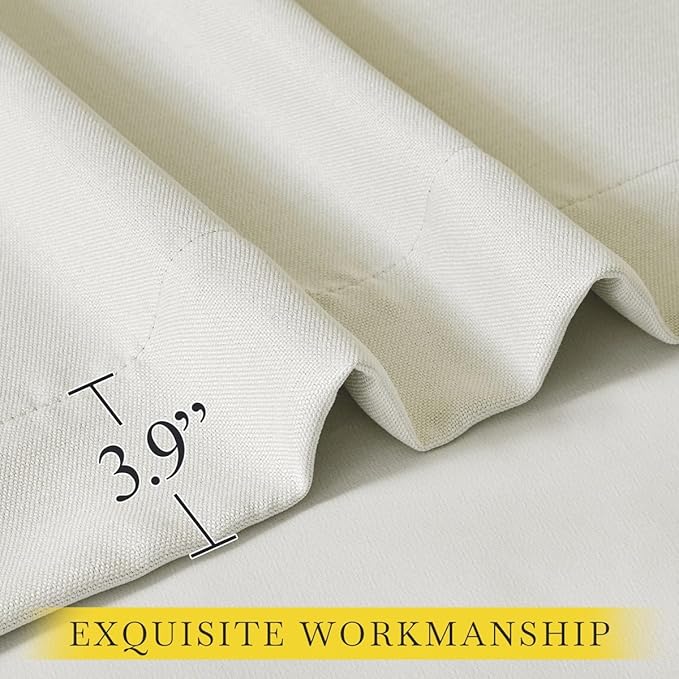 NICETOWN Room Darkening Bedroom Curtains 96 inches Long, Dual Rod Pockets & Hook Belt Light Blocking Noise Canceling Window Treatments for Living Room/Nursery, Natural, W52 x L96, 2 Panels