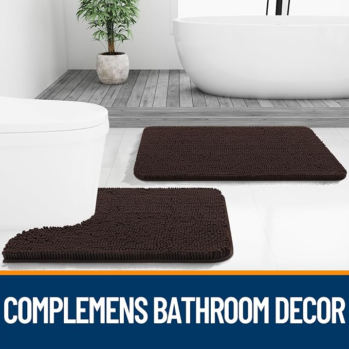 OLANLY Bathroom Rugs 47x24, Extra Soft Absorbent Chenille Bath Rugs, Rubber - Image 7