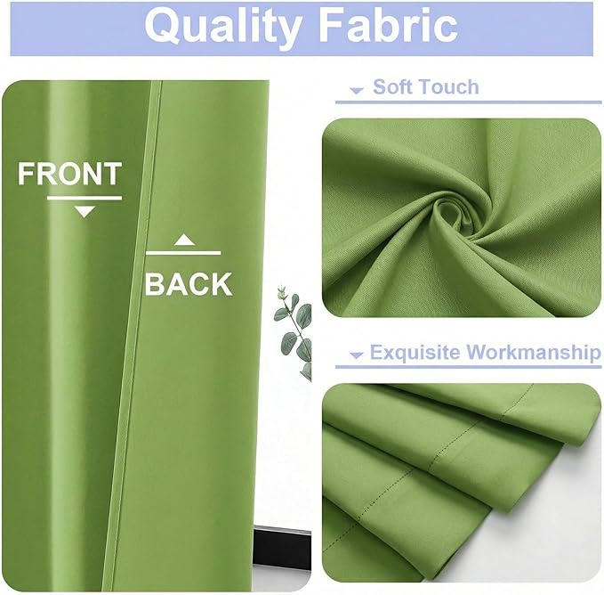Simplebrand Ava Lime Short Blackout Curtains for Bedroom 45 Inches Long 2 Panels Set, Solid Thermal Insulated, Energy Saving Window Treatment Curtains Blackout Drapes, W40 x L45 Inch