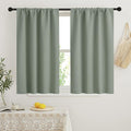 RYB HOME Short Blackout Curtains for Bedroom, Room Darkening Insulated Summer Heat Light UV Blocking Energy Saving Drapes for Nursery, Width 34 by Length 45, Greyish Green, Set of 2