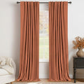 100% Blackout Shield Linen Blackout Curtains for Bedroom 108 Inches Long, Back Tab/Rod Pocket Living Room Drapes, Thermal Insulated Blackout Curtains 2 Panels Set, 50" W x 108" L, Burnt Orange