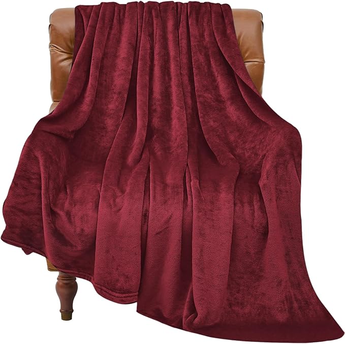 BEDELITE Fleece Blanket Burgundy Throw Blankets for Couch & Bed, Luxury Plush Cozy Fuzzy Blanket 50x60 inches, Super Soft Warm Lightweight Throw Blanket for Travel Camping