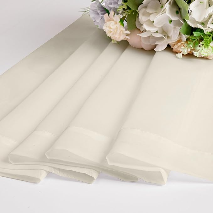 Chyhomenyc Cream Sheer Valances for Windows 2 Pack, Small Window Curtains for Living Room Bathroom Cafe Laundry Basement, Modern Top Dual Rod Pocket Voile Curtain, 42W x 14L inches