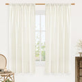 LAMIT Natural Linen Curtains 63 Inch Length for Bedroom, Light Filtering Semi Sheer Living Room Panels Farmhouse Boho Rod Pocket Privacy Drapes for Livingroom, 2 Panels (42 x 63 Inch, Cream)
