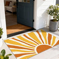 Boho Outdoor Rug - 28" x 43" Front Door Mat Indoor Outside Entrance Non-Slip Washable Outdoor Mat Orange Entry Rug for Entryway Entrance Kitchen Bedroom Layered Doormat for Front Porch Decor