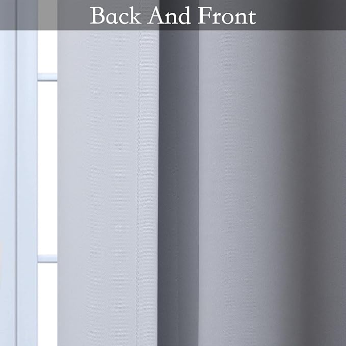 SimpleHome Ombre Room Darkening Curtains for Bedroom, Gradient Black to Grey White Light Blocking Thermal Insulated Grommet Window Curtain/Drapes for Living Room,2 Panels, 70x63 inches Length