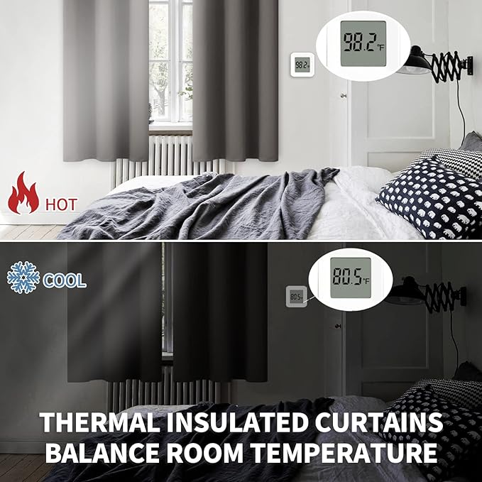 BGment Blackout Curtains for Bedroom - Grommet Thermal Insulated Room Darkening Curtains for Living Room, Set of 2 Panels (42 x 63 Inch, Grey)