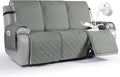 VANSOFY Waterproof Recliner Couch Covers, Sofa Covers 1-Piece Washable Reclining Sofa Cover Non-Slip Furniture Protector with Elastic Straps Pocket for Dogs, Pets(Gray,3 Seater)