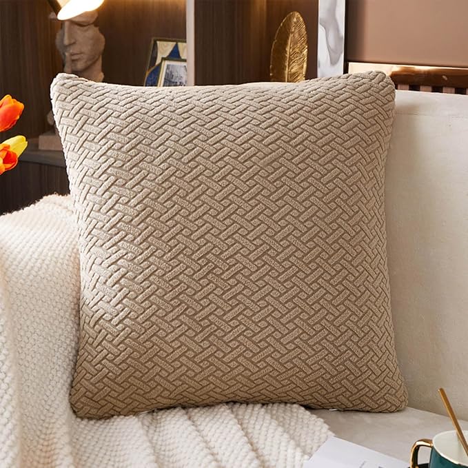 Sofa Covers Couch Covers for Sofa Pet Friendly Couch Cushion Covers Universal Sofa Covers Washable Stretch Slipcovers for Sectional Sofa (Texture Light Coffee, Pillow Cover 15 * 15inch)