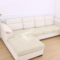 hyha Waterproof Couch Cushion Covers for Pets, Non Slip Sofa Seat Cover for Dogs Washable, Soft Thick Stretch Jacquard Fabric, Sofa Slipcovers with Elastic Bottom (1 Chaise+3 Seater, Light Beige)