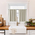 RYB HOME 100% Blackout Bathroom Curtains Over Sink 24 inches Long, Heat & UV Blocking Total Room Darkening Noise Reducing Curtains for Basement RV Campers, Natural, 2 Panels Set