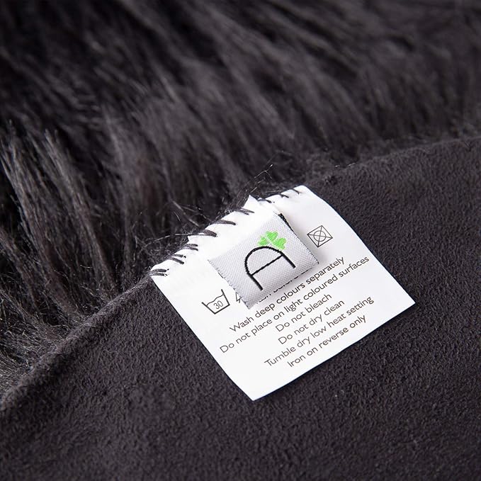 Ashler faux fur rug, Fluffy Shaggy Area Rug Ultra Soft 2.2 x 6 Feet Rectangle Fur Rug, Black Fuzzy Rug Machine Washable Shag Rug, Nursery Decor Throw Rugs for Bedroom, kids room, Living Room