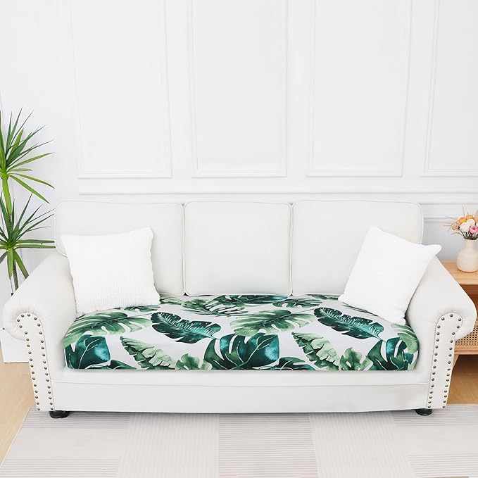 Smiry Printed Couch Cushion Covers, Stretch Soft Couch Covers for Sofa, Washable Non-Slip Sofa Slipcover Furniture Protector for Indoor and Outdoor (Large, Green)