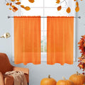 SpaceDresser Basic Rod Pocket Sheer Voile Window Curtain Panels Orange 1 Pair 2 Panels 26 Width 24 Inch Long for Kitchen Bedroom Children Living Room Yard（Orange，26Wx 24L）