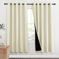 NICETOWN Living Room Completely Shaded Draperies, Privacy Protection & Noise Reducing Ring Top Drapes, Black Lined Insulated Window Treatment Curtain Panels (Beige, 2 Pieces, W62 x L72)