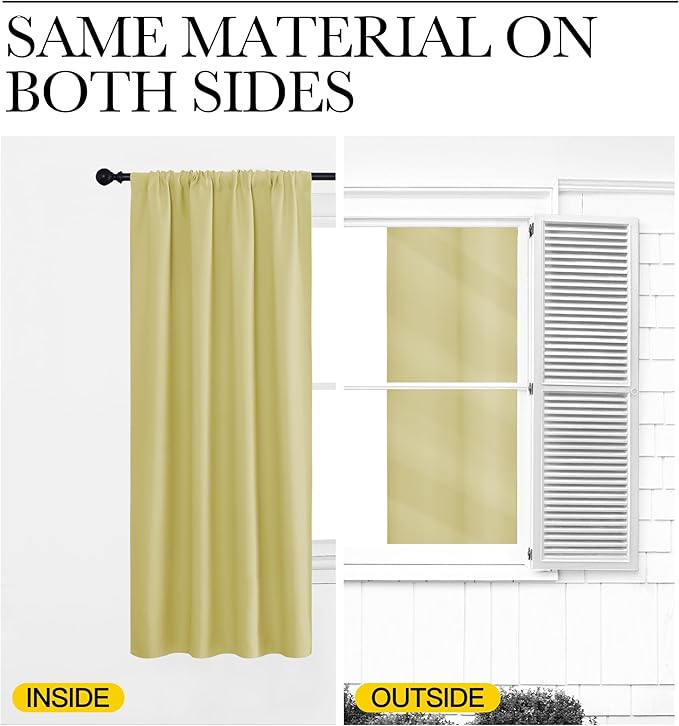 NICETOWN Living Room Curtains, Blackout Draperies, Paler Yellow, 1 Pair, 70 x 84-inch, Home Decorations Thermal Insulated Solid Rod Pocket Blackout Drapes for Cafe