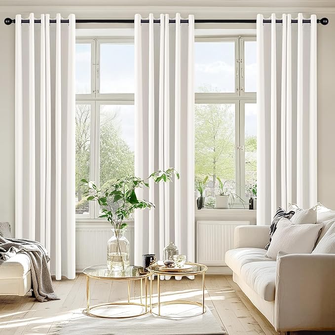 MIULEE Ivory Blackout Curtains for Bedroom Living Room 84 Inches Long 2 Panels, Thermal Insulated Room Darkening Drapes Solid Grommet Noise Reduction Light Blocking Window Treatments 40x84 inch