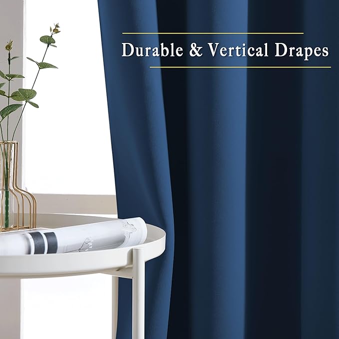 NICETOWN Blackout Thick Window Curtains - (W52 x L120, Moroccan Blue, 2 Panels) Thermal Insulated Grommet Drape Longer Panels for Bedroom and Living Room