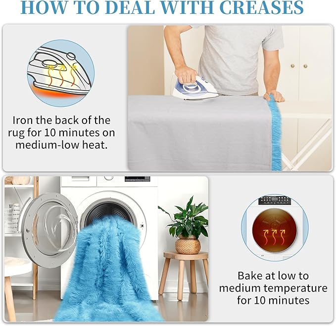 Faux Fur Rug for Bedroom, Fluffy Runner Rugs Soft Sheepskin Rug Sofa Couch Seat Cushion, 2x6ft Sky Blue Plush Area Rug Shag Rugs Floor Carpets for Nursery Bedside, Cute Shaggy Fuzzy Home Decor