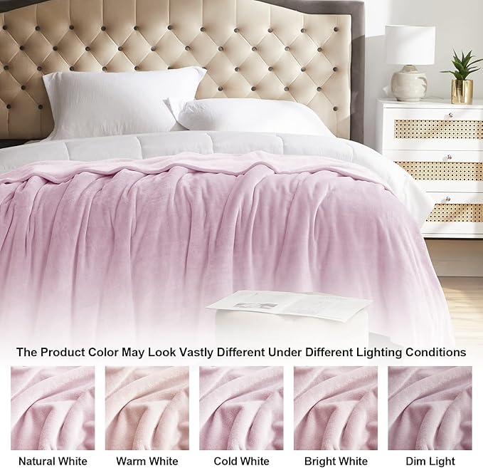 Fleece Blanket Twin Size Pink Lightweight Super Soft Cozy Luxury Bed Blanket Microfiber