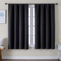 Simplebrand Ava Black Blackout Curtains for Bedroom 63 Inch Length 2 Panels Set, Solid Thermal Insulated Privacy Living Room Window Treatment Curtains Blackout Drapes, W50 x L63 Inch