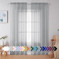 Simplebrand Light Grey Sheer Curtains 90 Inches Long 2 Panels, Light Filtering Rod Pocket Solid Color Window Sheer Curtain Panels, Elegant Curtains & Drapes for Living Room, Bedroom, 42" W x 90" L