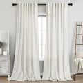 Nanspring Beige White Linen Curtains for Living Room 95 Inches Long Back Tab and Rod Pocket Light Filtering Semi Sheer Curtain Rustic Farmhouse Decor Luxury Drapes for Bedroom Office 52x95, 2 Panels