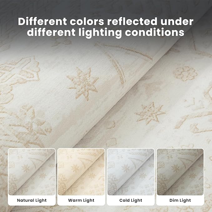 Washable Rugs 8x10 Area Rugs for Living Room- Large Vintage Rugs for Bedroom,Dining Room,Ultra Soft Low Pile Foldable Carpet with Non Slip Rubber Backing,Neutral Accent Rug(Light Brown)