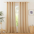 NICETOWN Linen Flax Semi Sheer Curtains 94" Length, Grommet Window Treatments Privacy Added with Light Penetration Vertical Drapes for Loft/Home Office, Burlap, W55 x L94, 2 Panels
