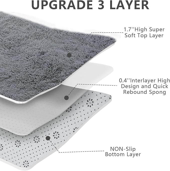 Shag Area Rugs for Bedroom Living Room,8X10 Ultra Soft Fluffy Area Rugs for Dorm, Indoor Carpet Nursery Rugs for Kids Girls Room Home Decor,Dark Grey