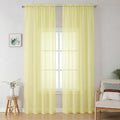 OWENIE Sheer Curtains 96 inches Long 2 Panels Set for Living Room/Bedroom, Rod Pocket Voile Sheer Panel Drapes, Airy Soft Fabric Window Treatments, 2pcs, Each 42" W x 96" L, Light Yellow