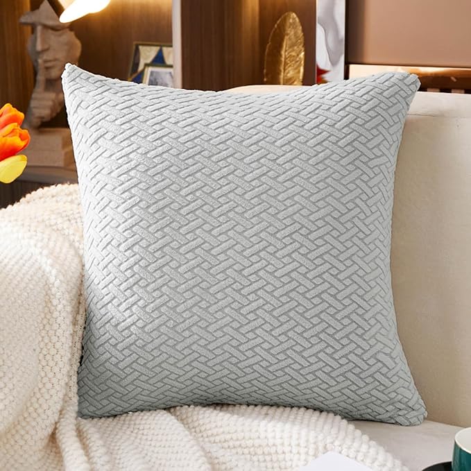 Sofa Covers Couch Covers for Sofa Pet Friendly Couch Cushion Covers Universal Sofa Covers Washable Stretch Slipcovers for Sectional Sofa (Texture Light Gray, Pillow Cover 15 * 15inch)