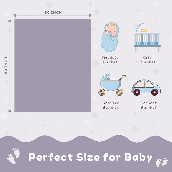 Yurhap Fleece Baby Blanket Heart Checkered Blanket, Ultra Soft Cozy Baby Blankets for Girls Boys, Fluffy Infant Toddler Newborn Receiving Blankets for Crib Stroller 30”×40” (Purple)