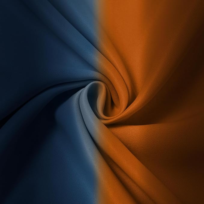 Yakamok Blackout Ombre Dark Blue and Burnt Orange Curtains-Gradient Room Darkening Curtain, Grommet Thermal Insulated Light Blocking Window Drapes Curtain for Living Room Bedroom,52 x 63 Inch,2 Panels