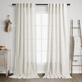 Cream Linen Curtains 96 inches Long for Bedroom Back Tab Light Filtering Privacy Sheer Cream Curtains Modern Farmhouse Coastal Decor Cotton Textured Gauze Curtain 2 Panel Set 36x96