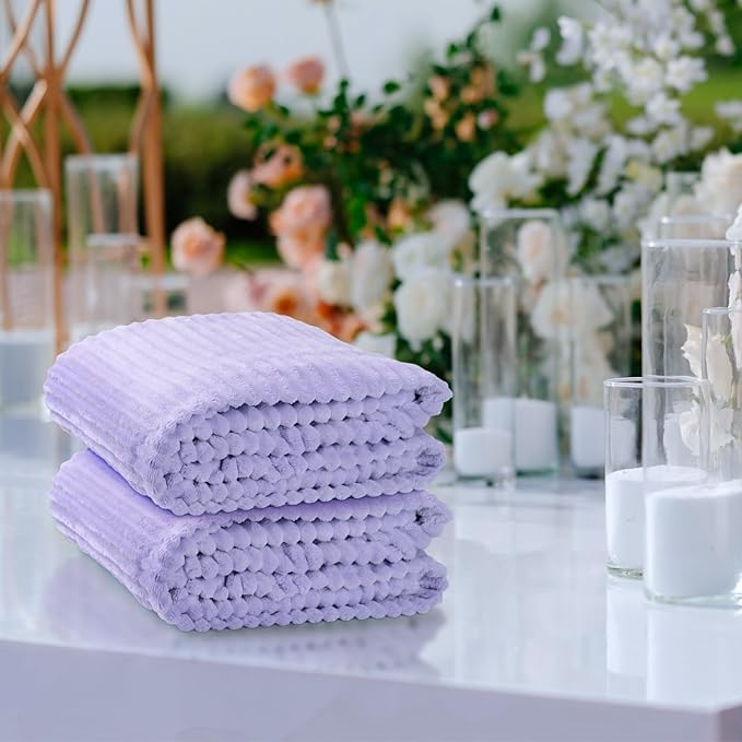 Buryeah 12 Pcs Flannel Throw Blanket Bulk 50 x 60 in Sleepover Blanket Outdoor Wedding Throw Lightweight, Oeko-tex Standard 100 Certified for Sofa Homeless Gifts (Light Purple)
