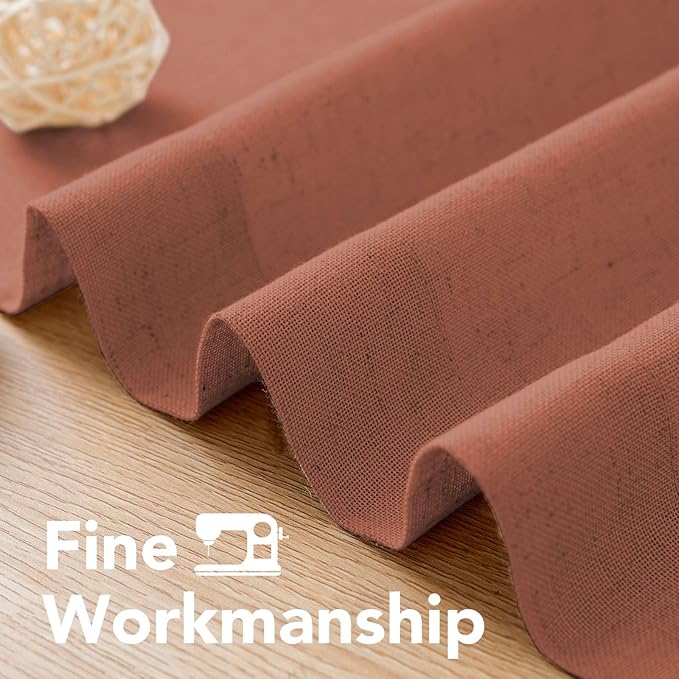 H.VERSAILTEX Living Room Linen Curtains Semi Sheer Curtains Nickel Grommet Curtain Energy Saving Light Filtering Window Treatments Panels for Bedroom, Rust, 2 Panels, 52 x 108 - Inch
